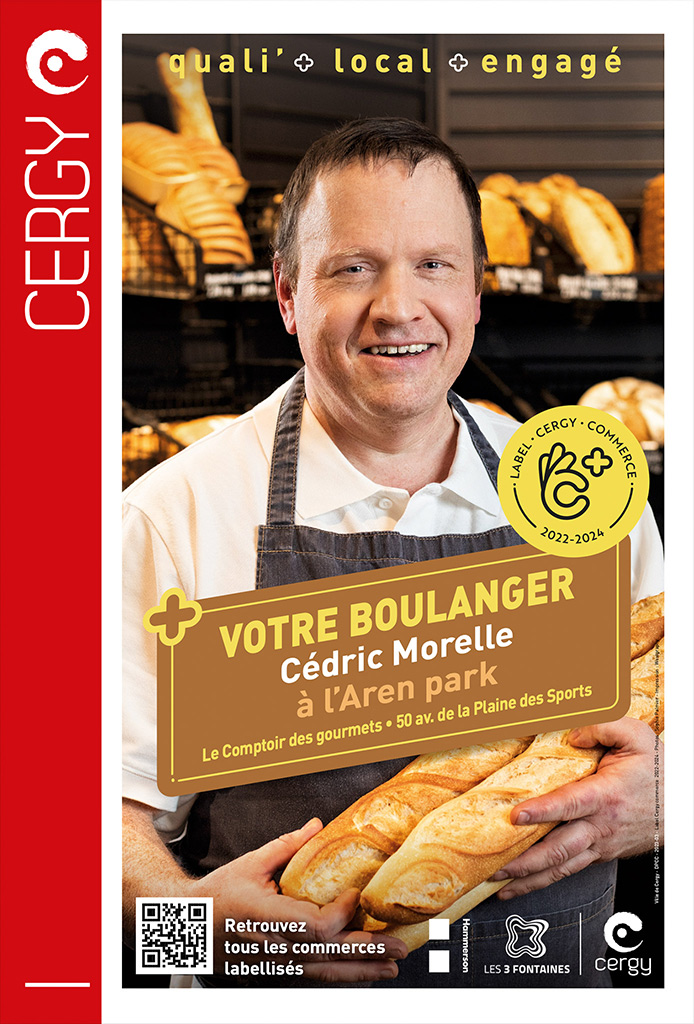 Cédric Morelle, boulanger au Comptoirs des gourmets à Cergy, Label Cercy Commerce.