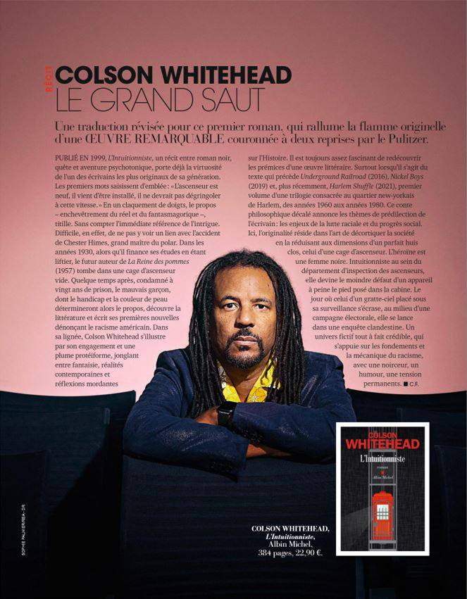 Colson Whitehead, capturée par la photographe Sophie Palmier dans les locaux des éditions Albin Michel à Paris, parution dans Afrique Mag.